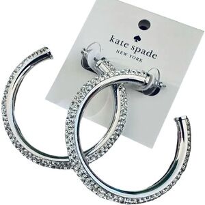 Kate Spade ‘Razzle Dazzle’ Silver-tone Hoop Earrings w/ Rhinestones